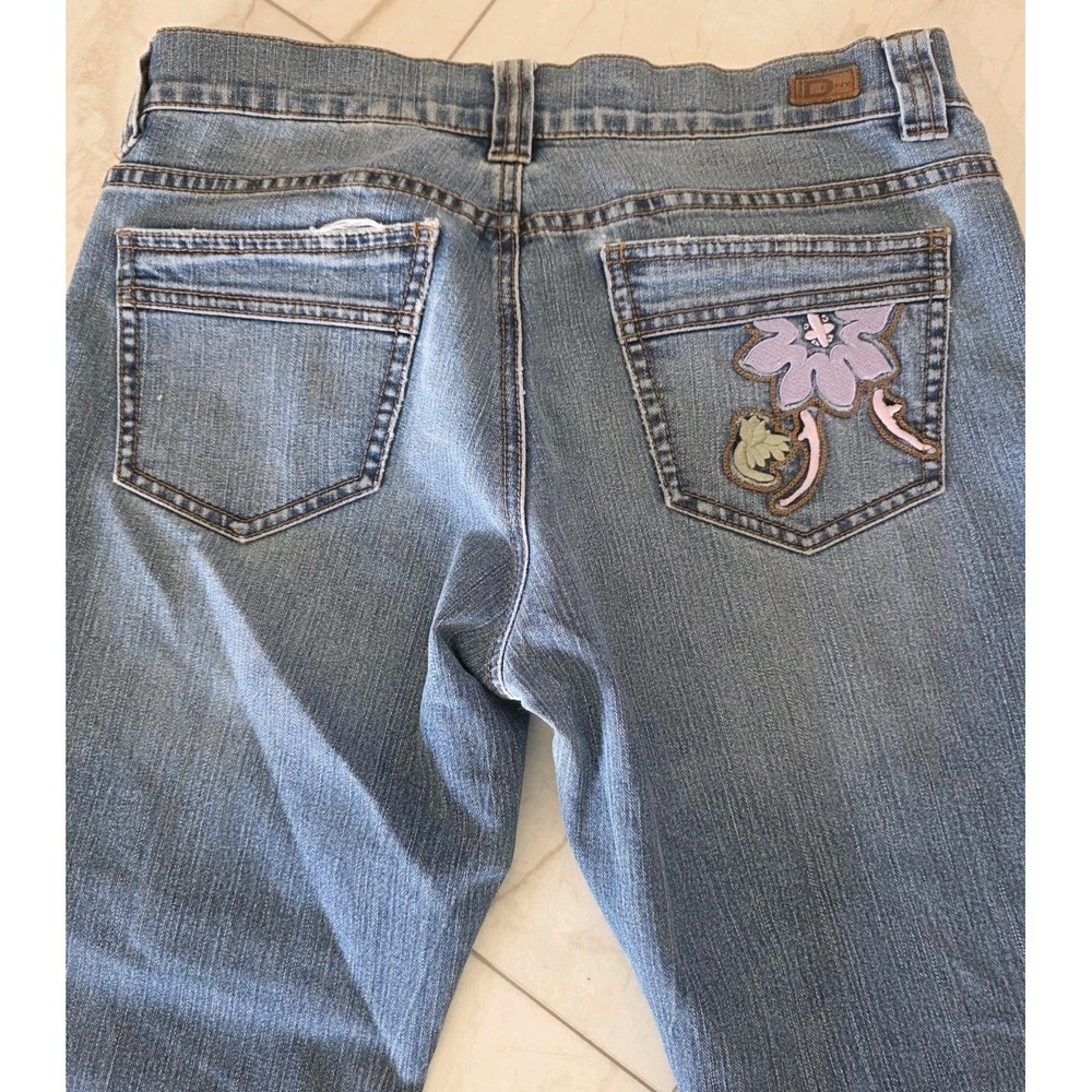 DKNY Jeans Womens Size 4 Embroidered Floral Y2K Bootcut Blue Denim - Picture 8 of 16